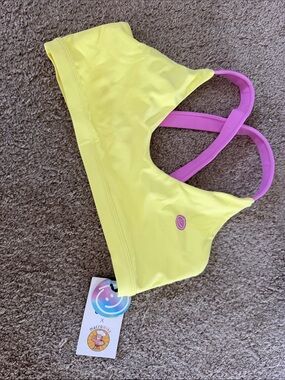 moana bikini Yellow and Pink Sport Bikini Top